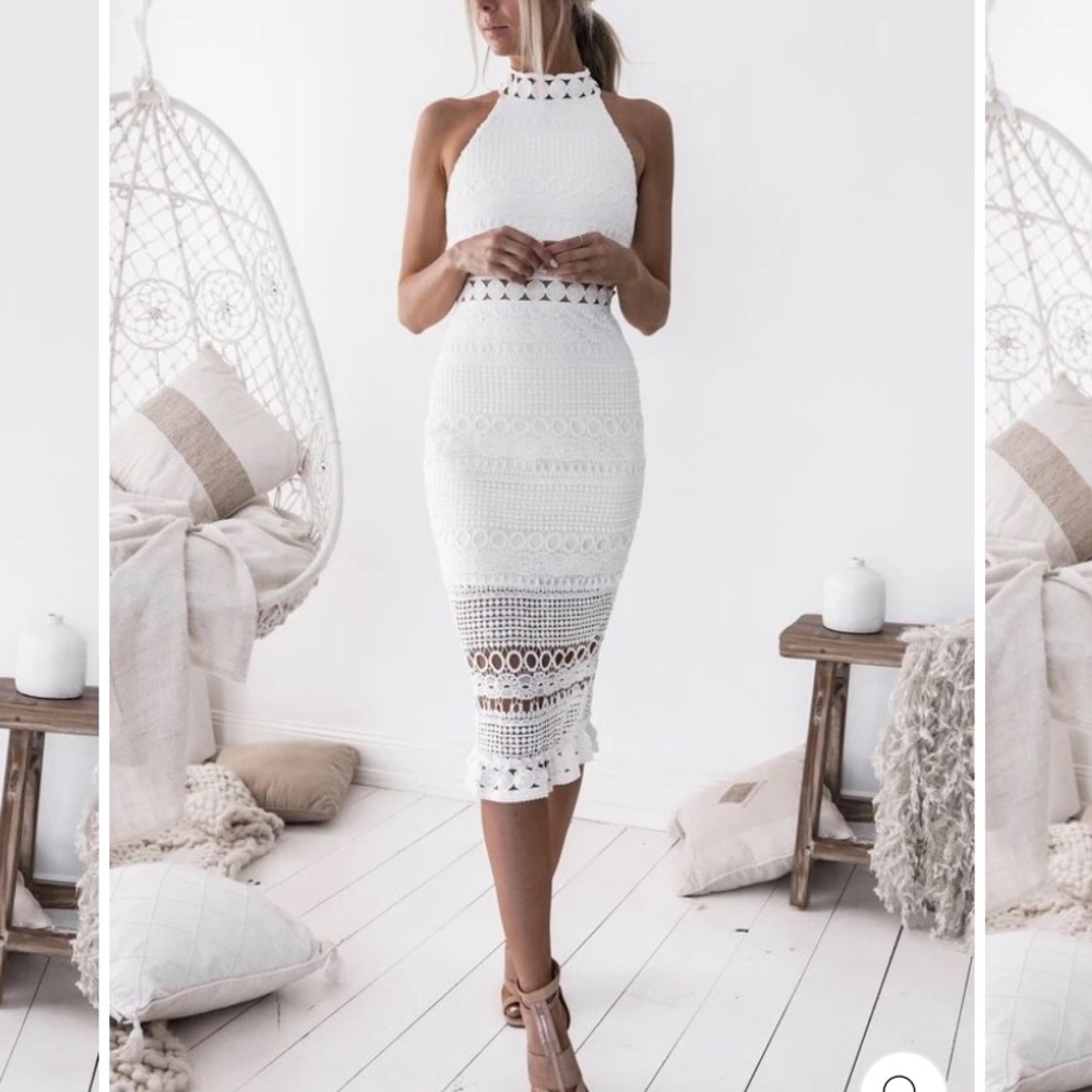 Jaus Rivers MIDI Dress - White